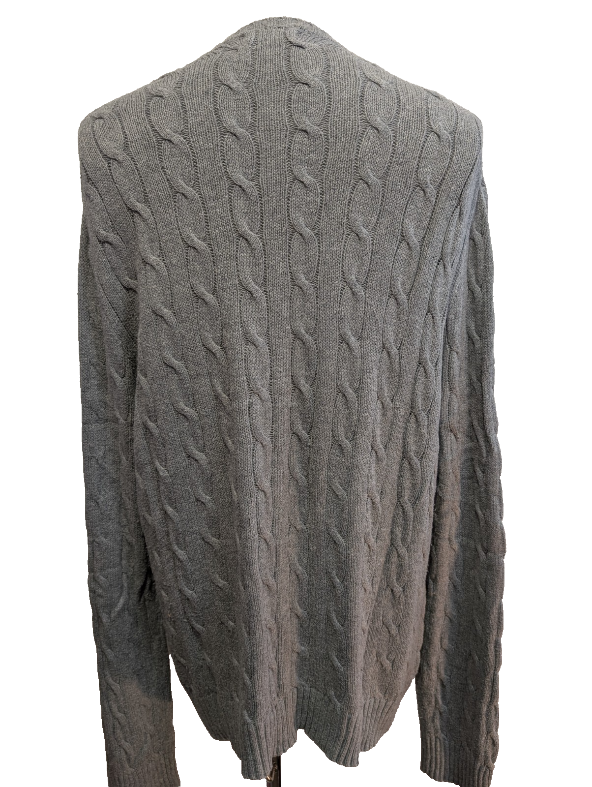 Pull POLO RALPH LAUREN Homme Gris Torsadé Cable Knit Logo Marine Taille XL XXL