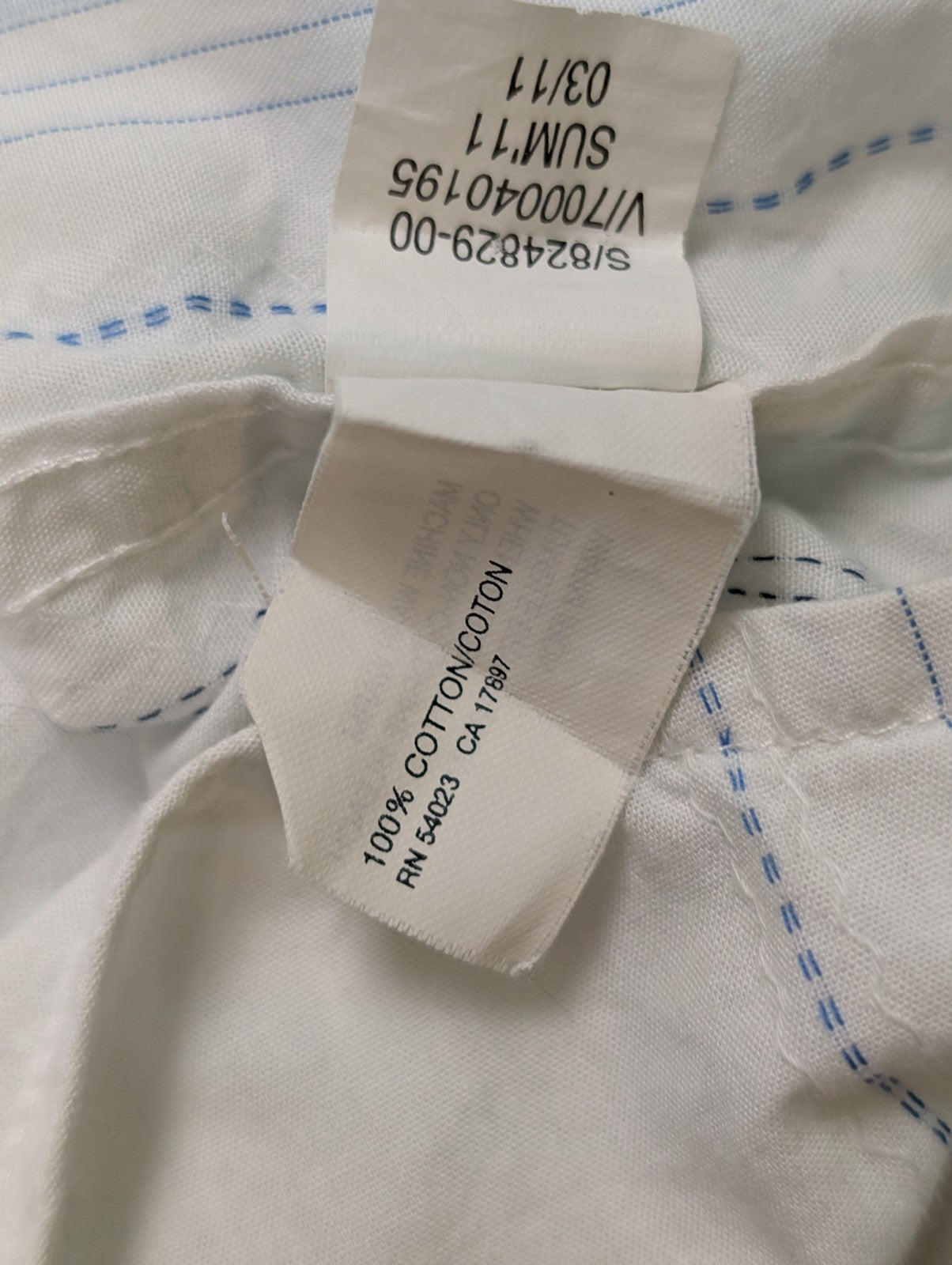 Chemise manches courtes GAP blanche rayures brodées taille M #704msch