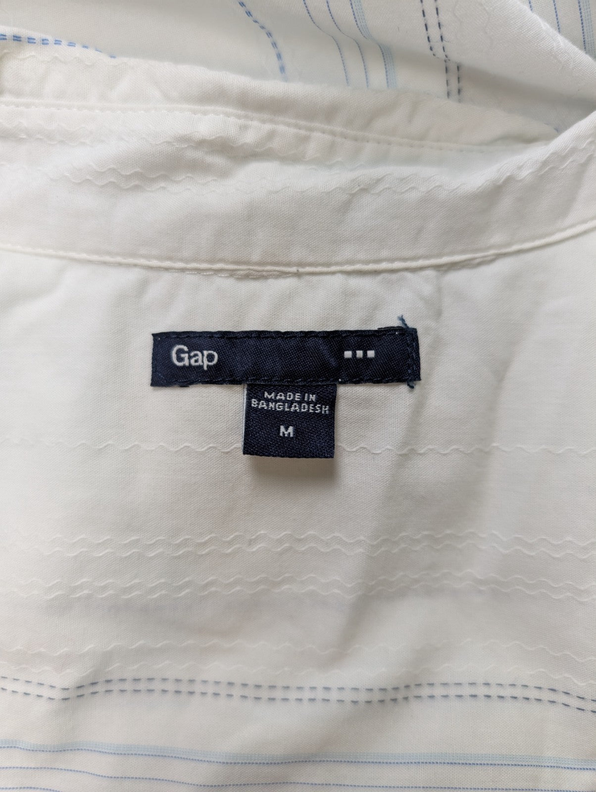 Chemise manches courtes GAP blanche rayures brodées taille M #704msch