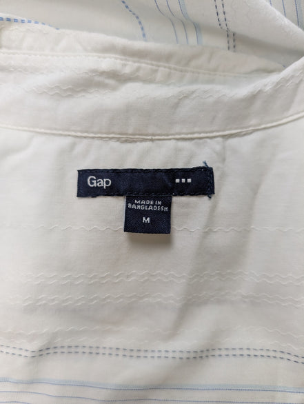 Chemise manches courtes GAP blanche rayures brodées taille M #704msch