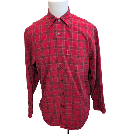 Chemise Nautica L Rouge Carreaux Coton Robuste Poche Logo Manches Longues