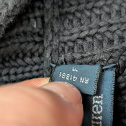 Pull chaud Polo Ralph Lauren Épais Noir Col Boutonné Coudières Taille S