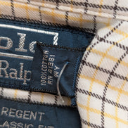 Chemise Polo Ralph Lauren Shirt XXL Carreaux Jaune Noir Col Classique Sans Logo