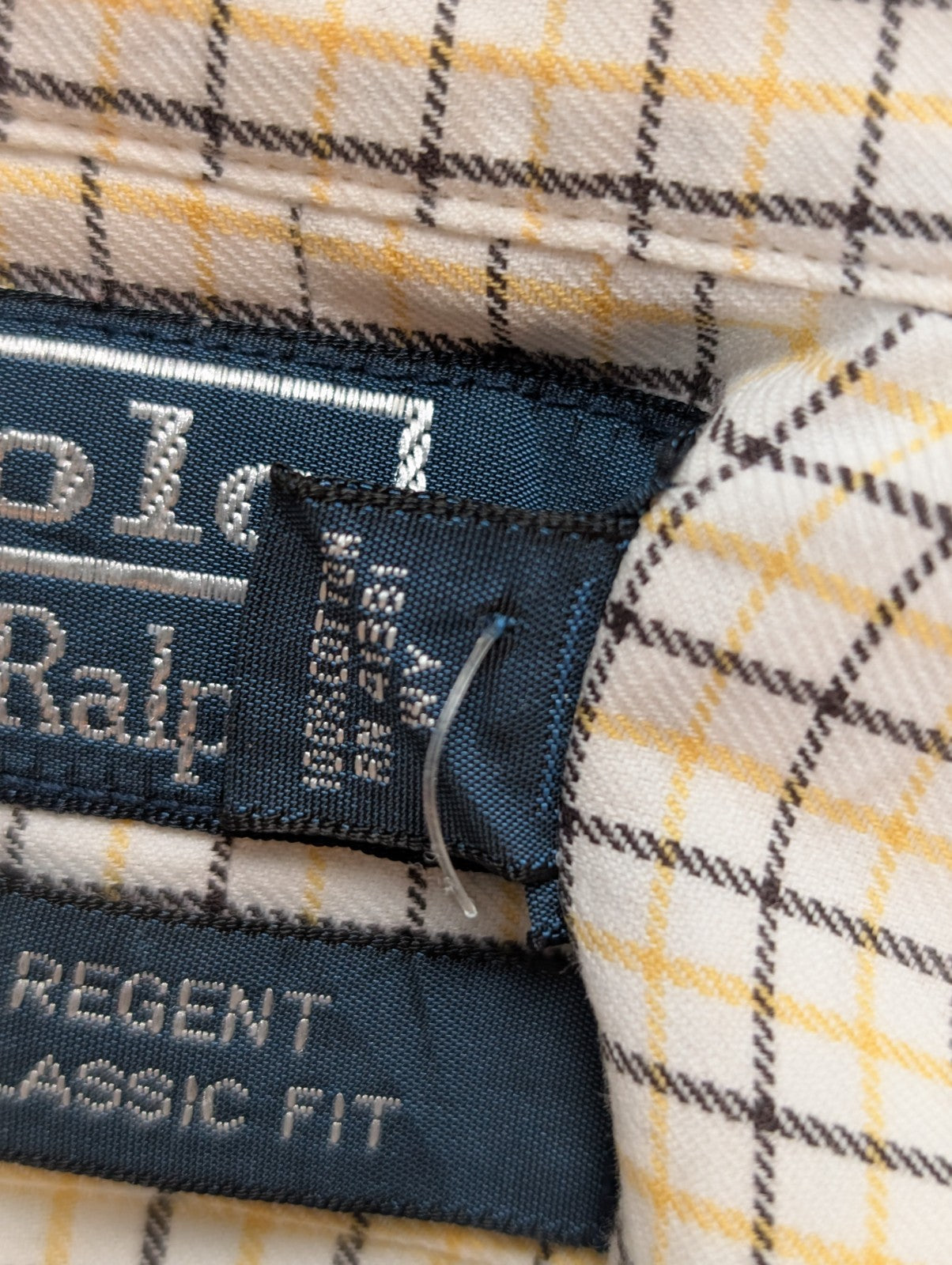 Chemise Polo Ralph Lauren Shirt XXL Carreaux Jaune Noir Col Classique Sans Logo