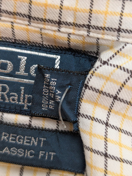 Chemise Polo Ralph Lauren Shirt XXL Carreaux Jaune Noir Col Classique Sans Logo