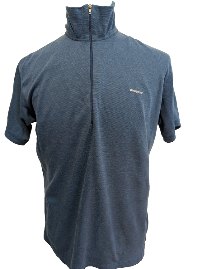 Polo Patagonia Capilene Bleu Col Zippé - Taille L Ajusté