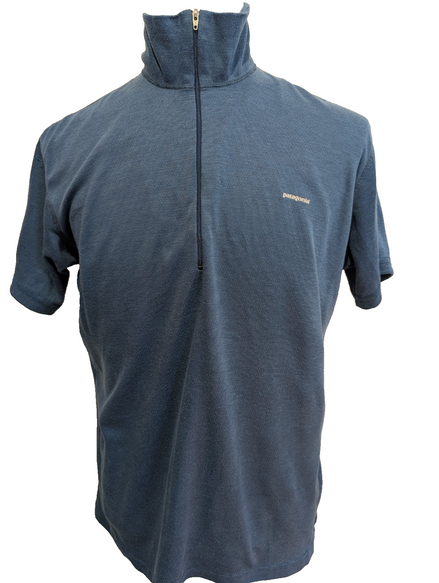 Polo Patagonia Capilene Bleu Col Zippé - Taille L Ajusté