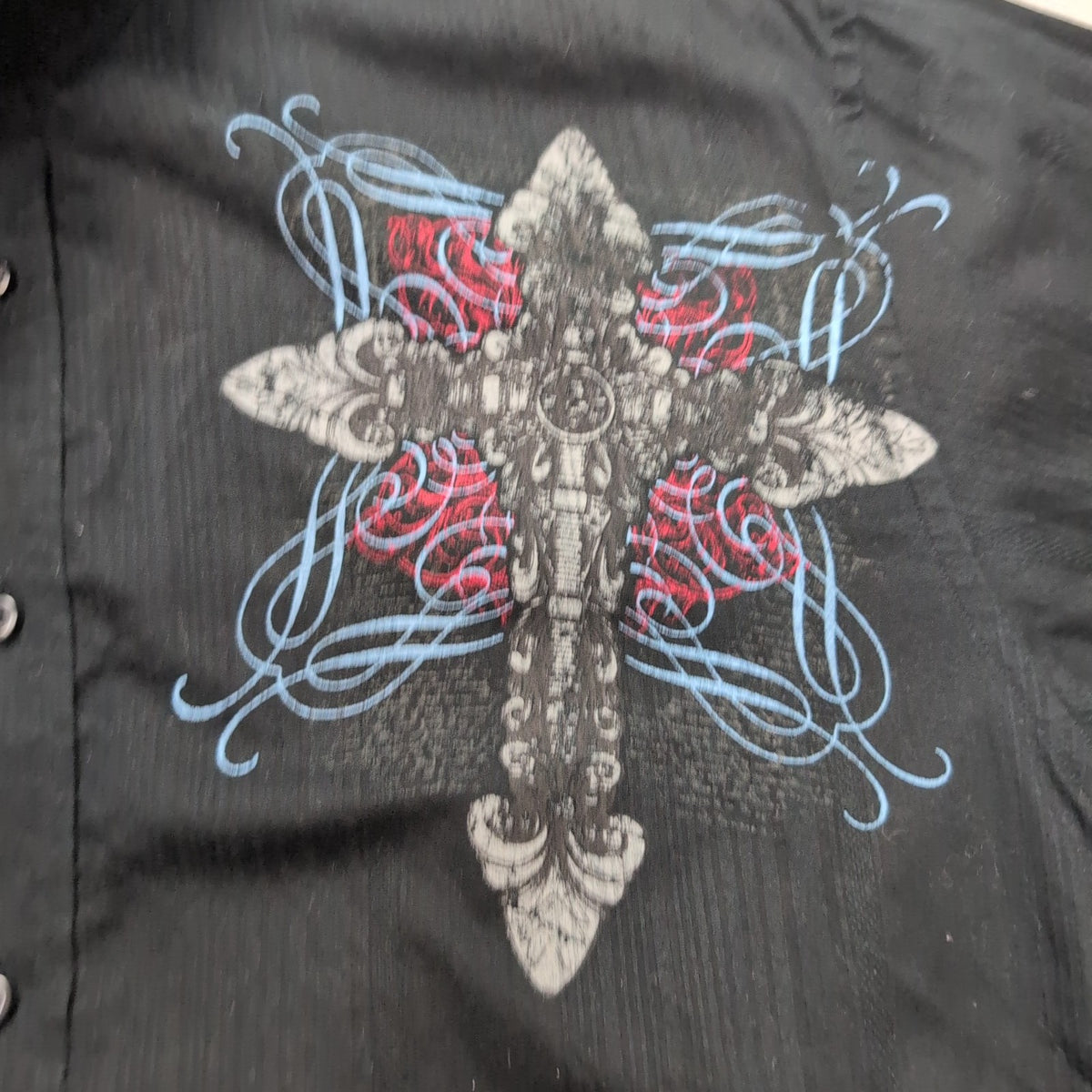 Chemise Eighty Eight M Noir Crucifix Imprimé 100% Coton manches longues