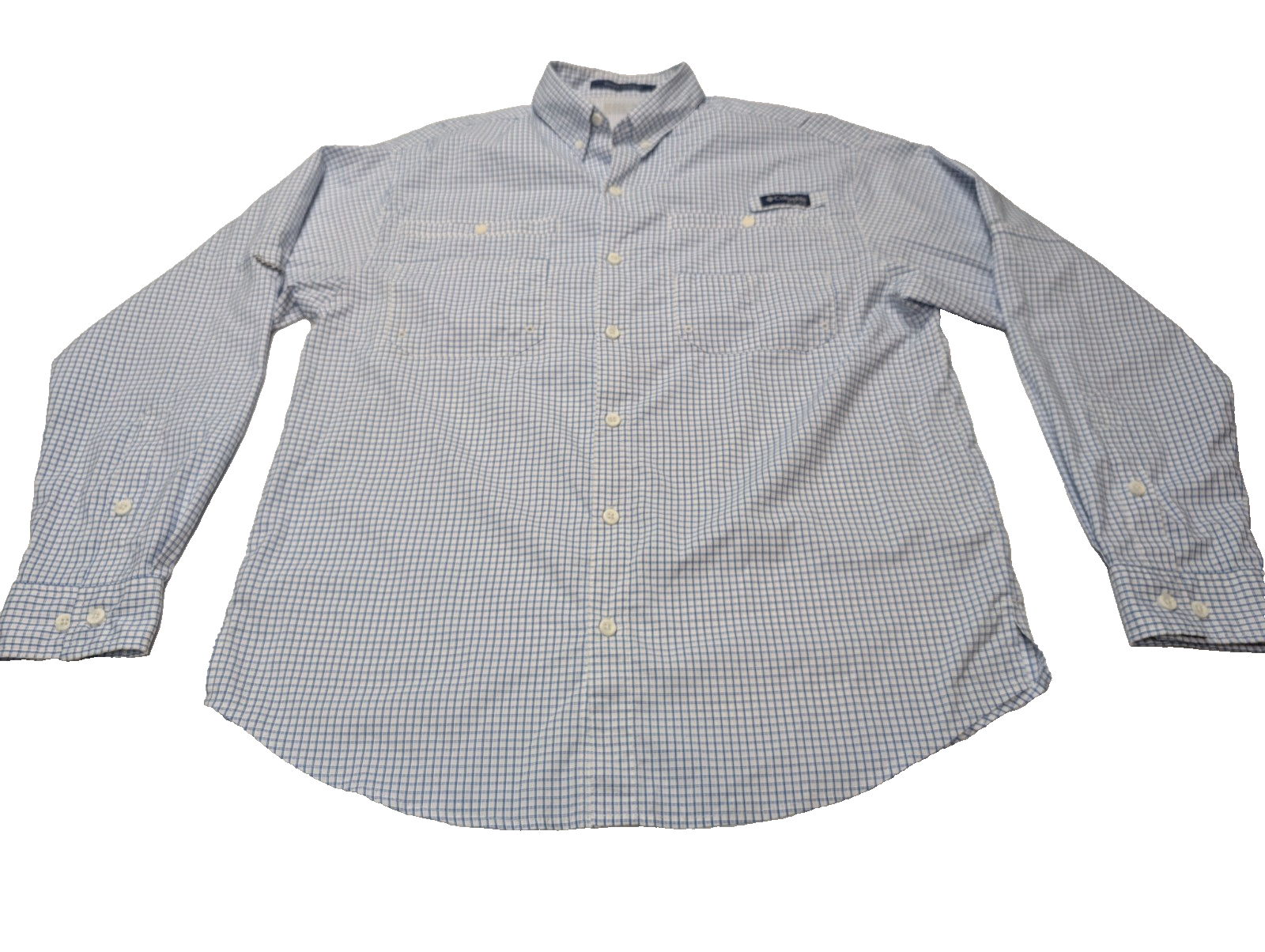 Chemise Columbia PFG bleu et blanche à carreaux taille L #286msch