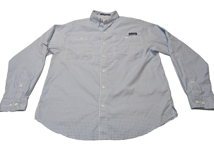 Chemise Columbia PFG bleu et blanche à carreaux taille L #286msch