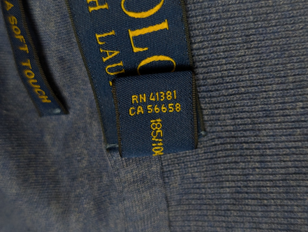 Polo manches courtes Polo Ralph Lauren XL bleu chiné logo orange Pima Soft Touch