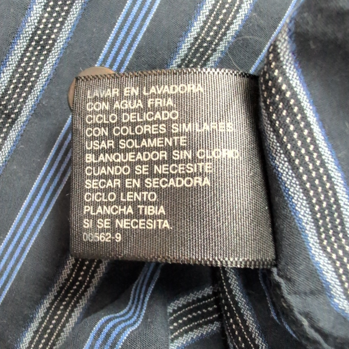Chemise J. Ferrar L XL Bleu Noir Rayures Poche Manches Longues Coton