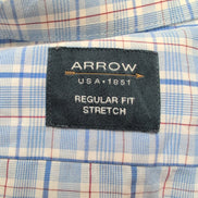 Chemise Arrow USA 1851 Regular Fit bleu rouge carreaux stretch 1 poche 2XL (3XL)