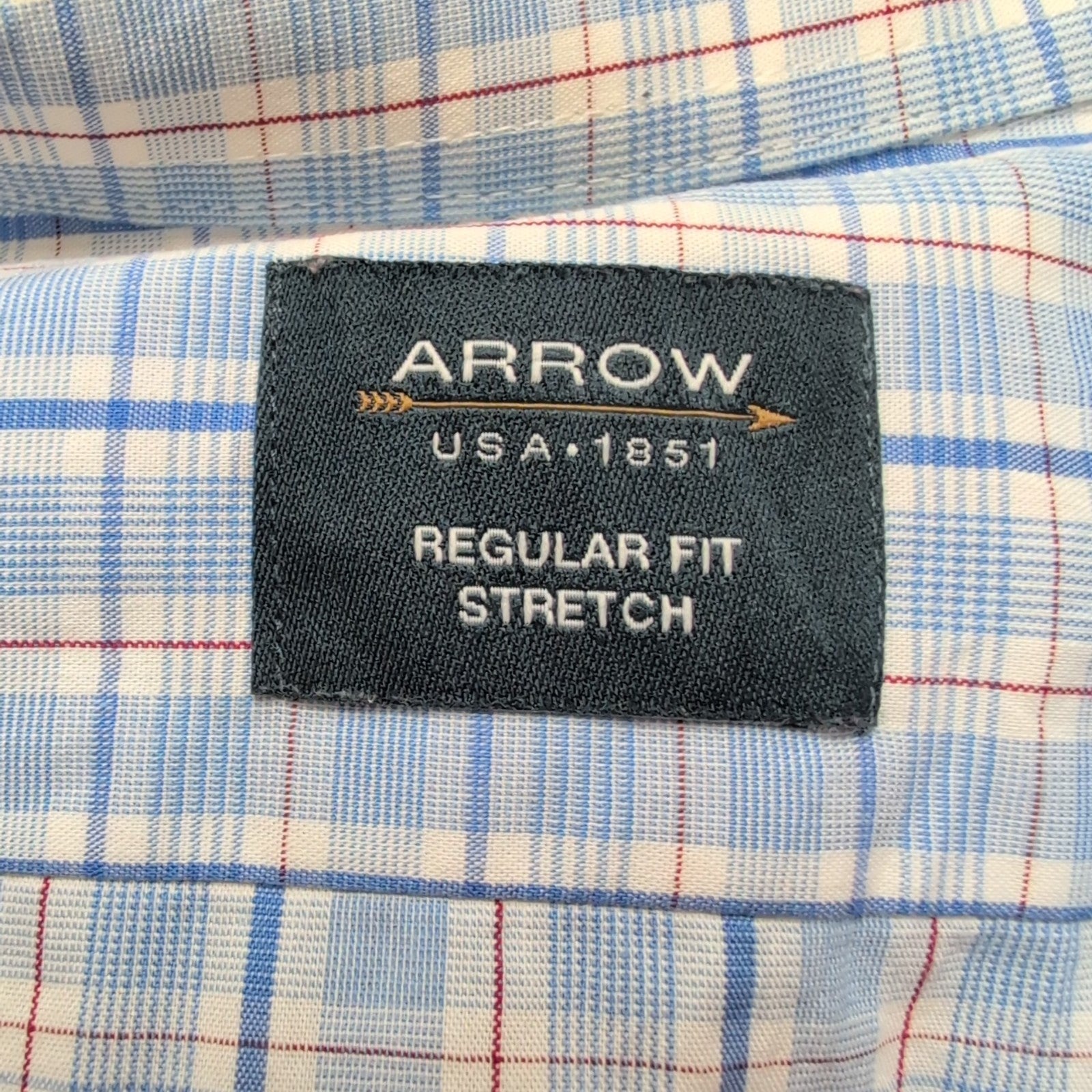 Chemise Arrow USA 1851 Regular Fit bleu rouge carreaux stretch 1 poche 2XL (3XL)