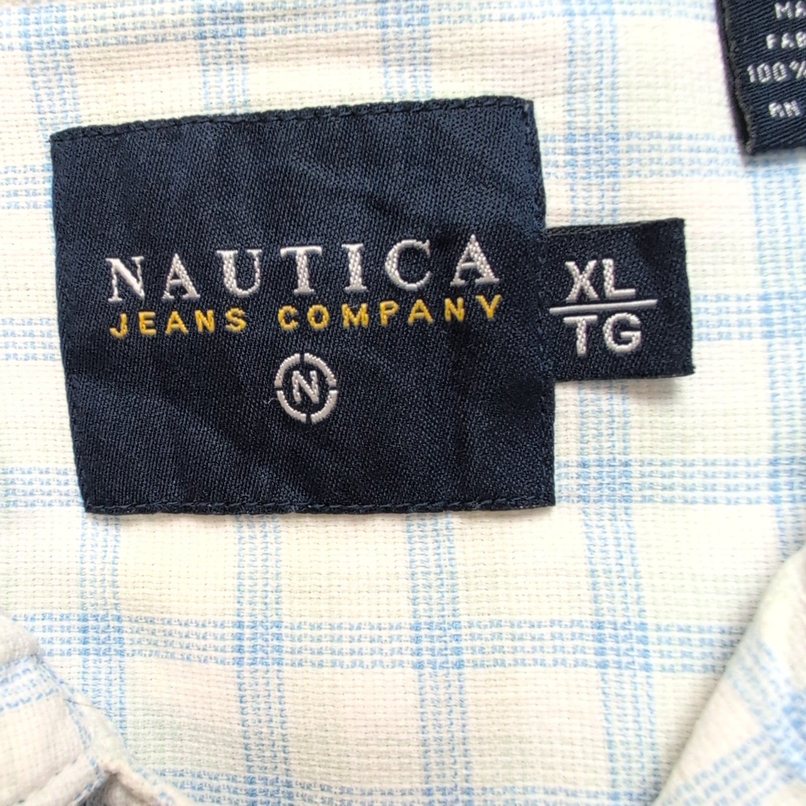 Chemise Nautica Bleu Carreaux Taille XL TG 100% Coton Manches courtes Poche