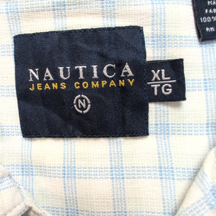Chemise Nautica Bleu Carreaux Taille XL TG 100% Coton Manches courtes Poche