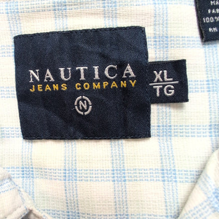 Chemise Nautica Bleu Carreaux Taille XL TG 100% Coton Manches courtes Poche