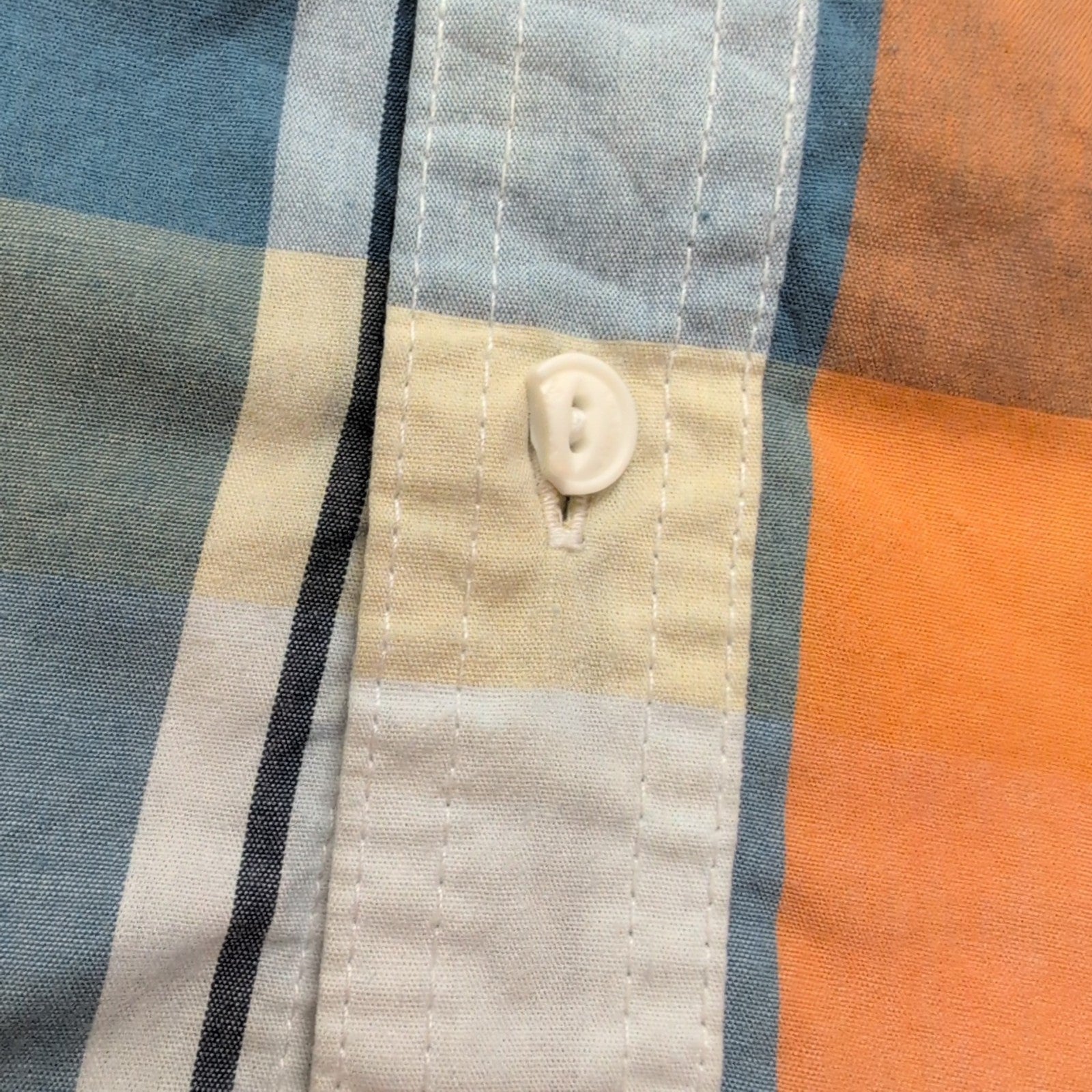 Chemise Levi's Homme Taille L Manches Courtes Coton Bleue Orange Carreaux Poche