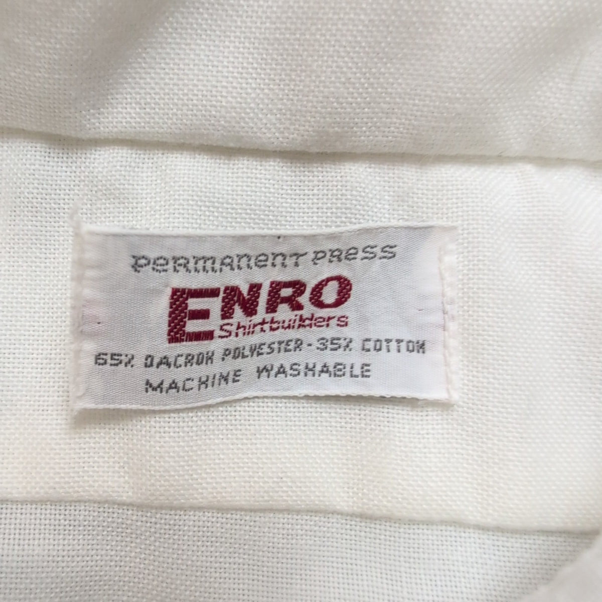 Chemise ENRO Permanent Press Vintage Taille L/XL Blanche Col Pointe Boutonné