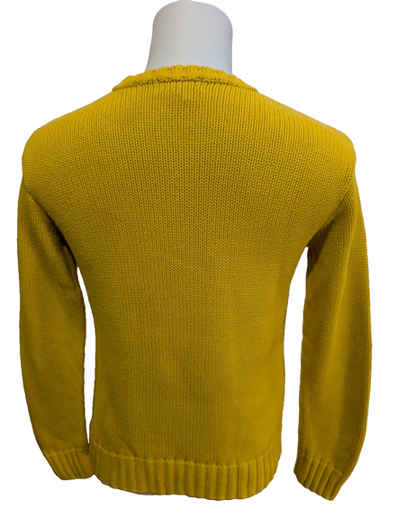 Pull Polo Ralph Lauren Jaune Vintage Made in HK - Maille Dense Taille L (Fit S)