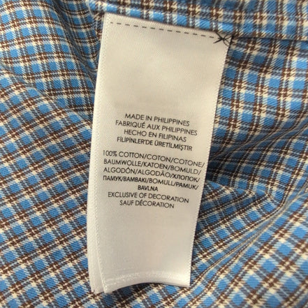 Chemise Ralph Lauren L Carreaux Bleu Marron Logo Bordeaux Boutons marbrés