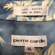Chemise Hawaïenne Pierre Cardin XL Rayonne Made in Korea Bleu Tropical