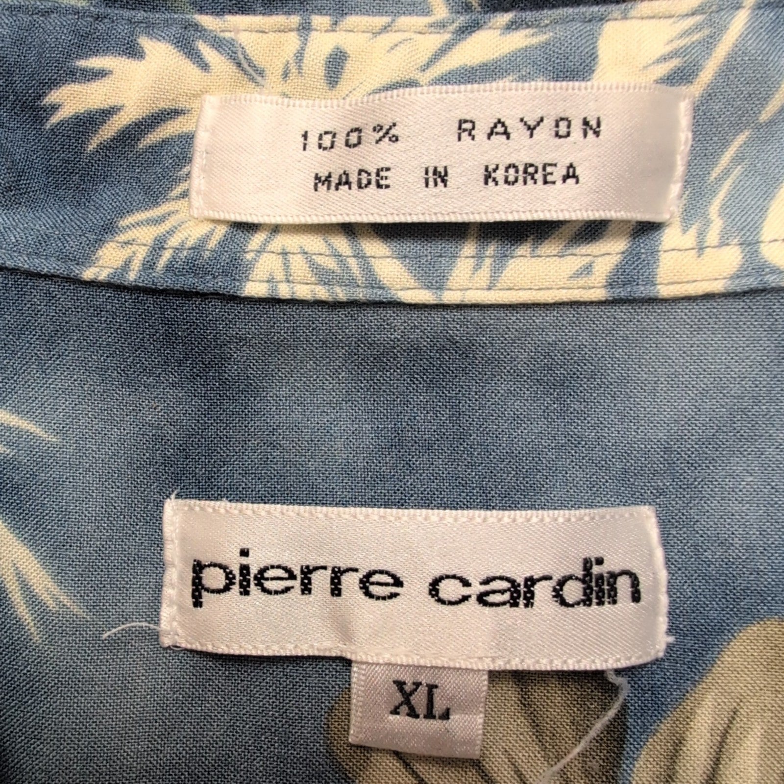 Chemise Hawaïenne Pierre Cardin XL Rayonne Made in Korea Bleu Tropical