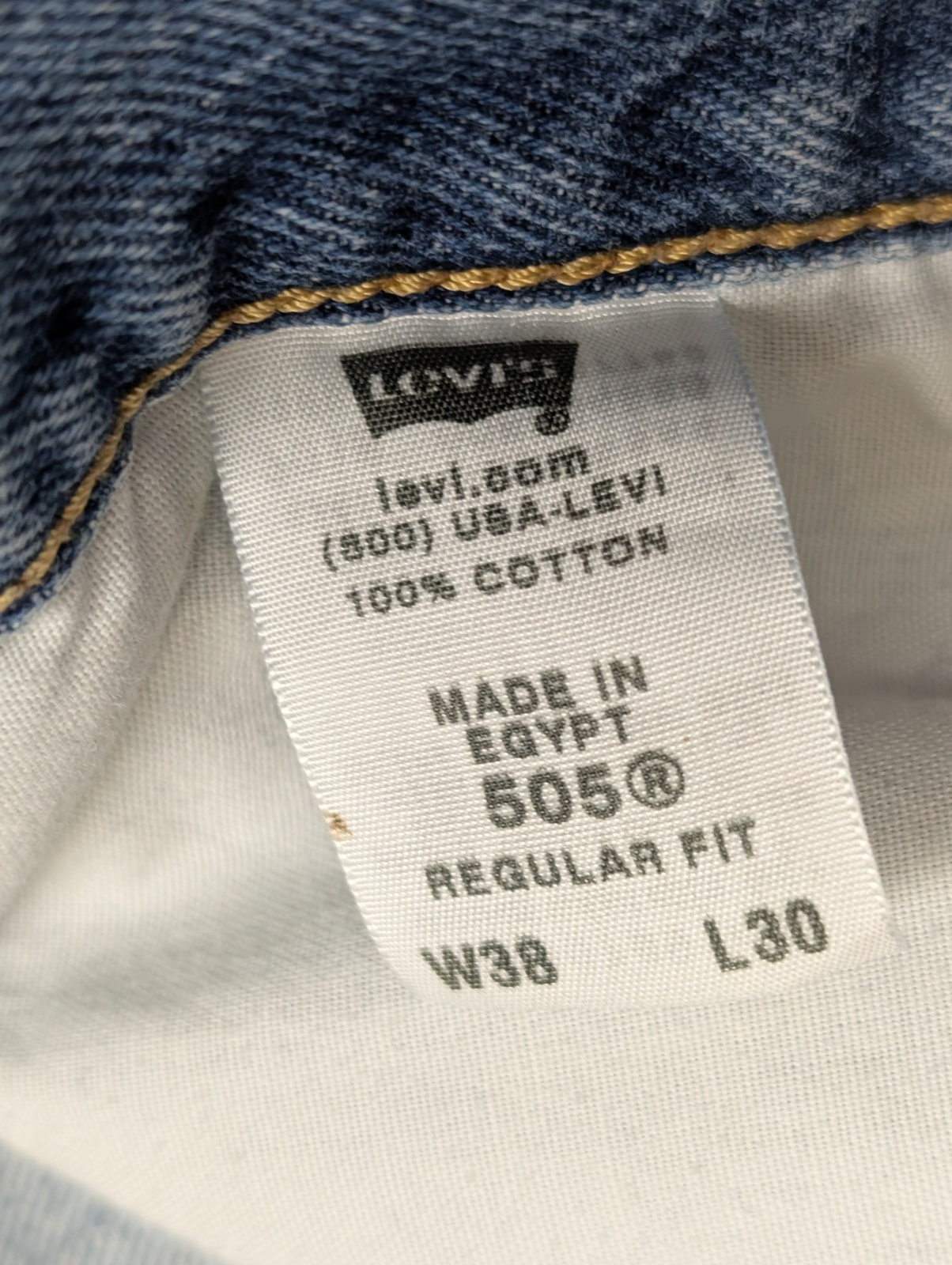 Jean Levi's 505 Regular Fit Vintage Homme W38 L30 Bleu Denim Classic Straight