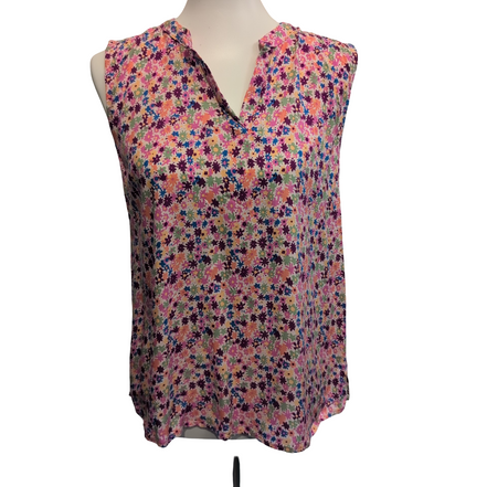 Haut Femme Fresh Made M Fleuri Multicolore 100% Viscose Sans Manches Neuf
