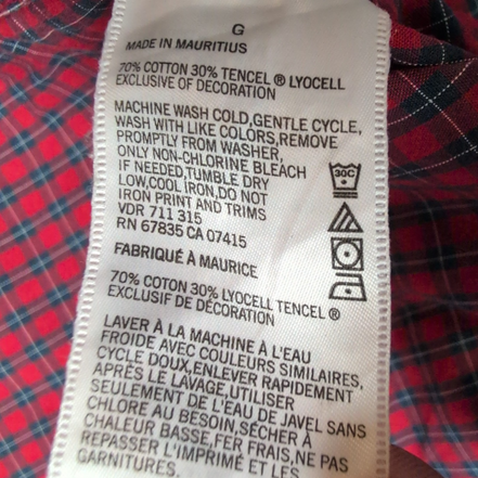 Chemise Nautica L Rouge Carreaux Logo Brodé Tencel Coton Homme
