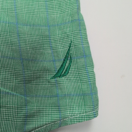 Chemise Nautica M Vert Carreaux 100% Coton Poche Logo Brodé Homme