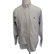 Chemise Polo Ralph Lauren Shirt M L Blake Double Rayures Bleu Button Down Logo