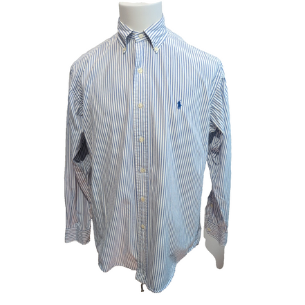 Chemise Ralph Lauren Blake S Bleu Rayures 100s Two Ply Coton Hong Kong