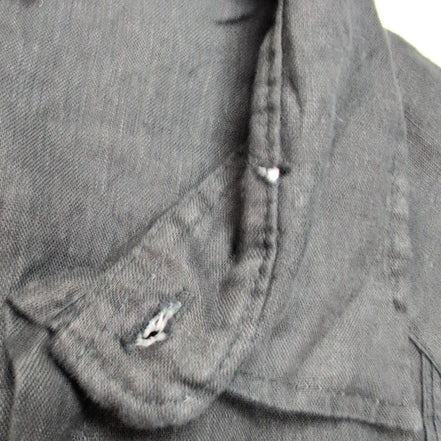 Chemise hawaïenne cubaine taille L noir 100% lin brodée 4 poches manches longues