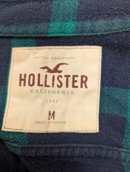🌊 Chemise HOLLISTER Flanelle Carreaux Vert Bleu M Coton |306S