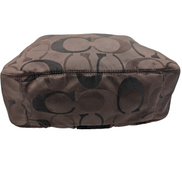 Sac Coach Signature Bandoulière Toile Marron Cuir Noir