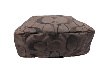 Sac Coach Signature Bandoulière Toile Marron Cuir Noir