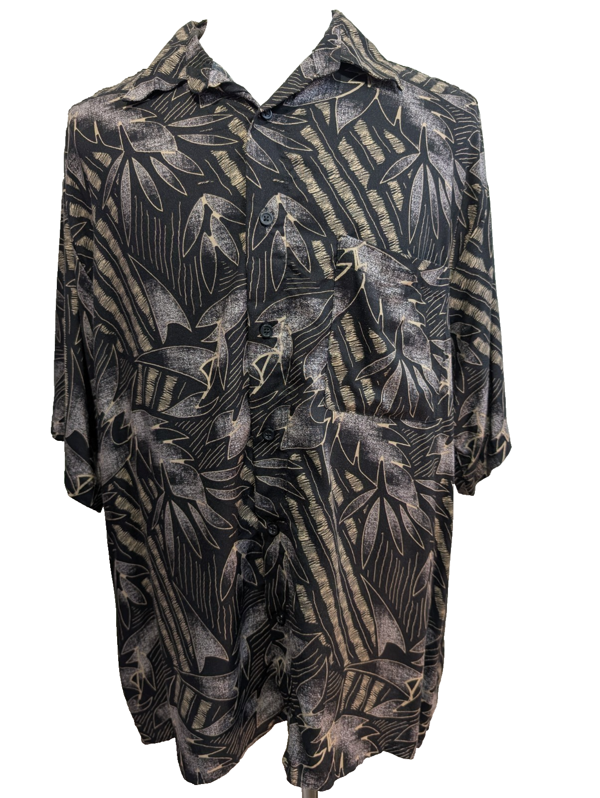 Chemise Hawaïenne Knightsbridge Noire Motif Feuillage - Taille L