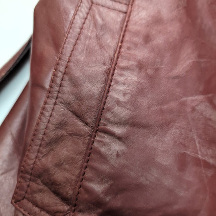 Veste Cuir Femme Bordeaux Berman's 14 L Doublure Amovible Vintage |51c