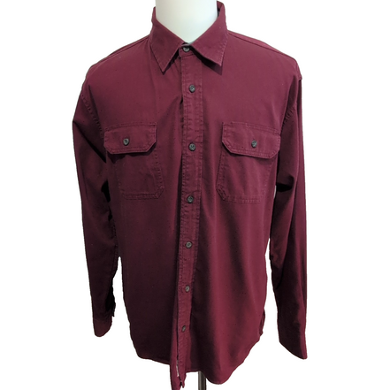 Chemise Wrangler strech flex Manches Longues Bordeaux 2 Poches Taille L