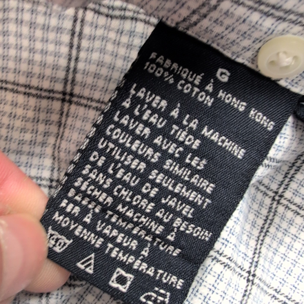 Chemise Nautica L Carreaux Made in Hong Kong Logo Brodé 100% Coton