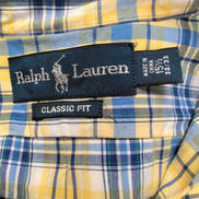 Chemise Ralph Lauren M Carreaux Bleu Jaune Classic Fit Button Down Shirt