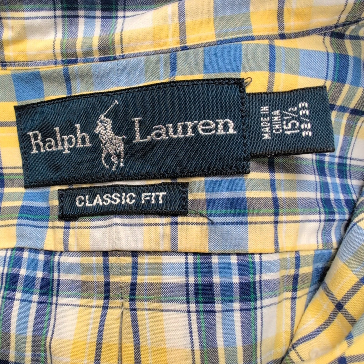 Chemise Ralph Lauren M Carreaux Bleu Jaune Classic Fit Button Down Shirt