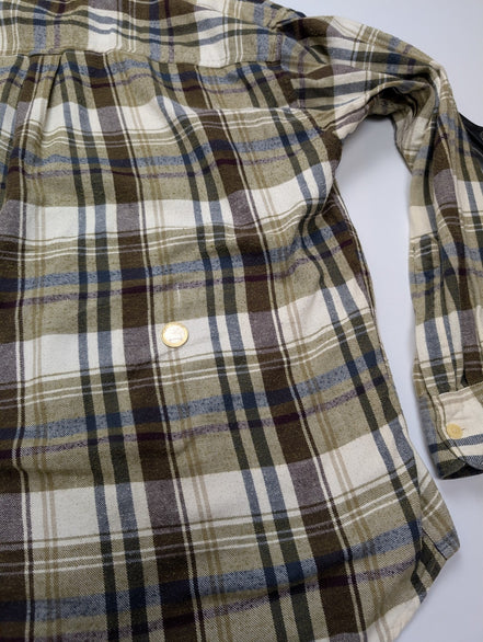 🌲 Chemise CHAPS Ralph Lauren  L Flanelle Carreaux Kaki Bordeaux Coton |307S