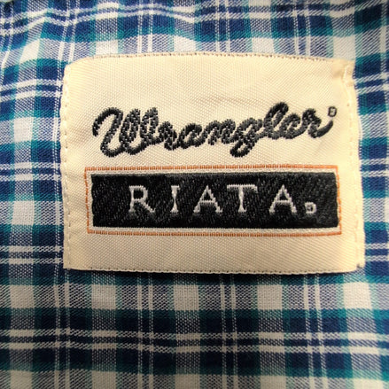 Chemise Wrangler Riata Manches Longues à Carreaux Bleus avec Poche Taille XL TG