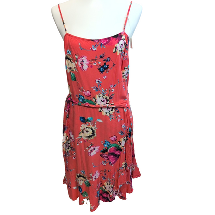 Robe d'été Femme S Corail Fleurie Rayonne Bretelles Réglables Ceinture Bohème