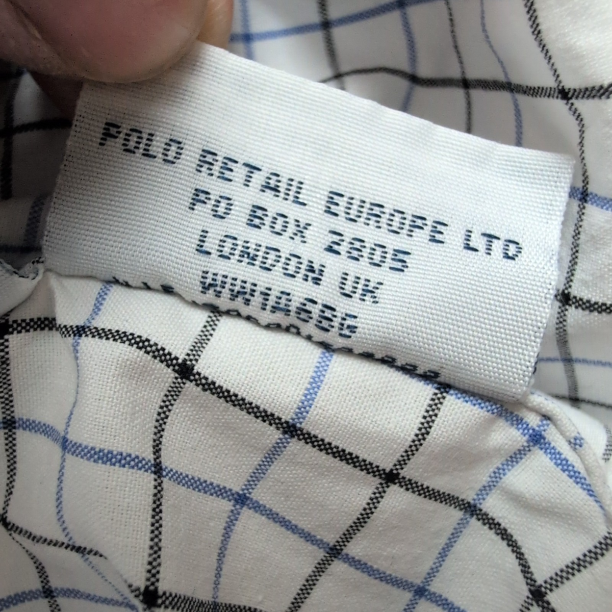 Chemise Polo Ralph Lauren XL Custom Fit Carreaux Bleu Noir Logo Coton