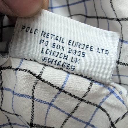 Chemise Polo Ralph Lauren XL Custom Fit Carreaux Bleu Noir Logo Coton