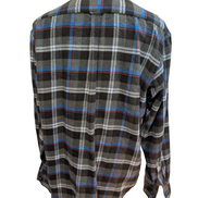 👕 Chemise IZOD XL Flanelle Carreaux Noir Gris Bleu Coton |301S