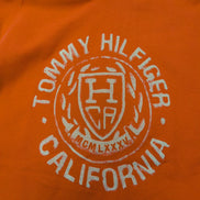 Sweat à Capuche TOMMY HILFIGER Homme XL Orange Vintage Fit Logo Brodé Rare